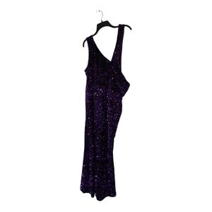 Faeriesty Womens Sequin Maxi Gown 3X  Purple Embellished Hem Glitter Cocktail